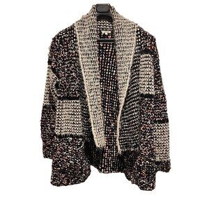 vintage ADORE sz L Womens Cardigan chunky shawl knit open front Sweater wrap